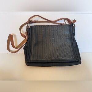 Free People Golden Valley Vegan Faux Leather Messenger Bag in black